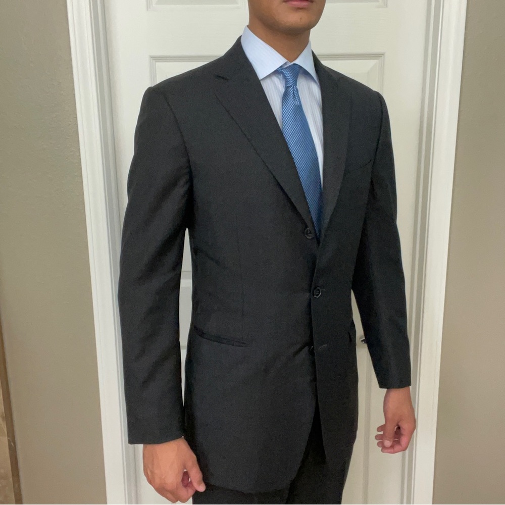 ERMENEGILDO ZEGNA ROMA 3-Roll-2 100% Wool Charcoal Two-Piece Suit